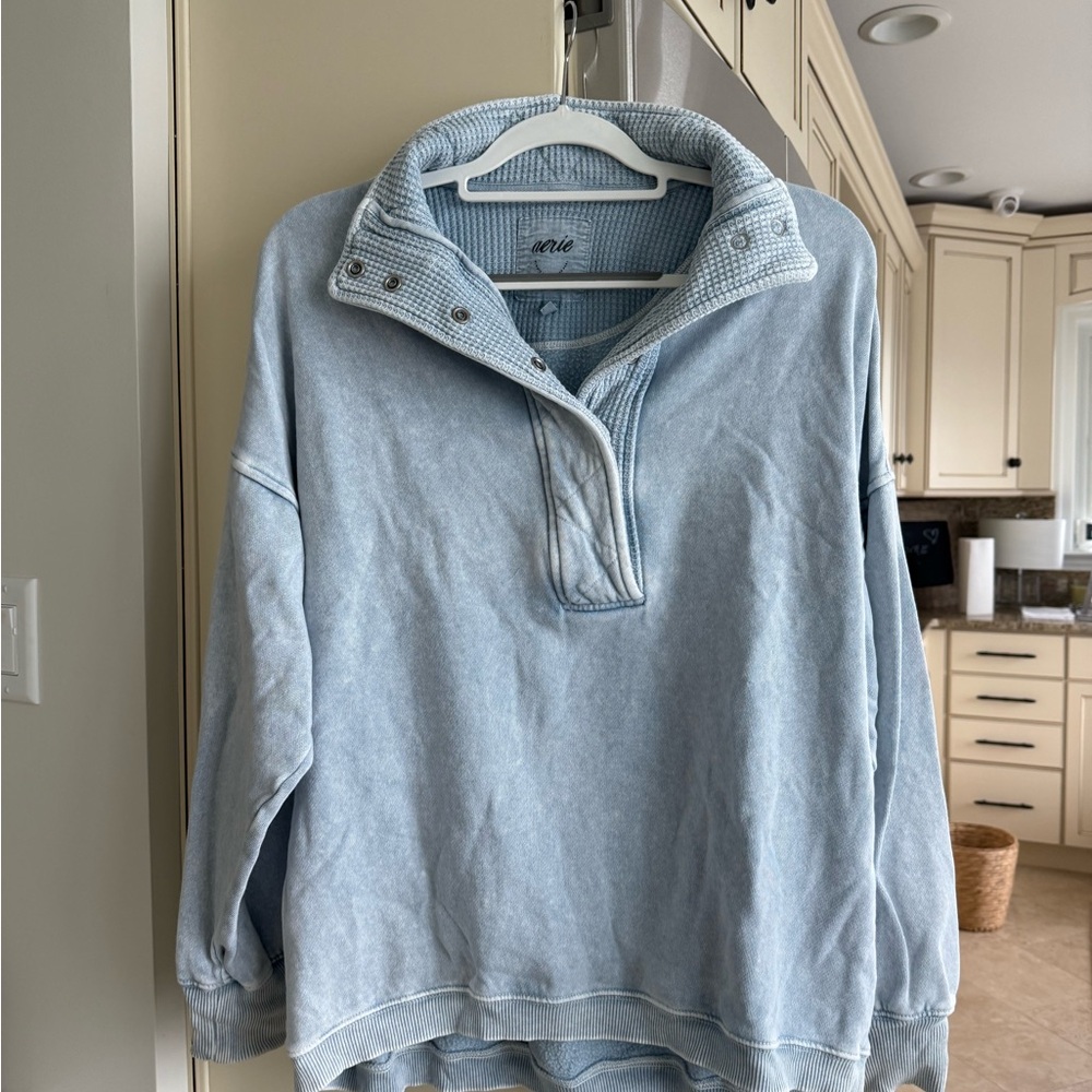 Aerie Light Blue Waffle Knit Pullover